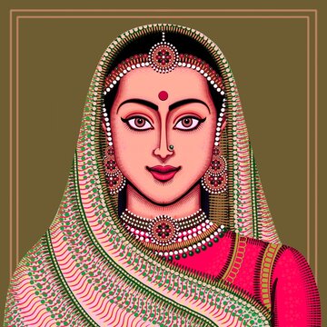 Rajasthani royal women in traditional costumes 