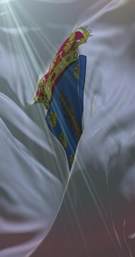 Flag of the spanish province of A Coru&ntilde;a in Galicia, Spain. Loop. 4K Vertical