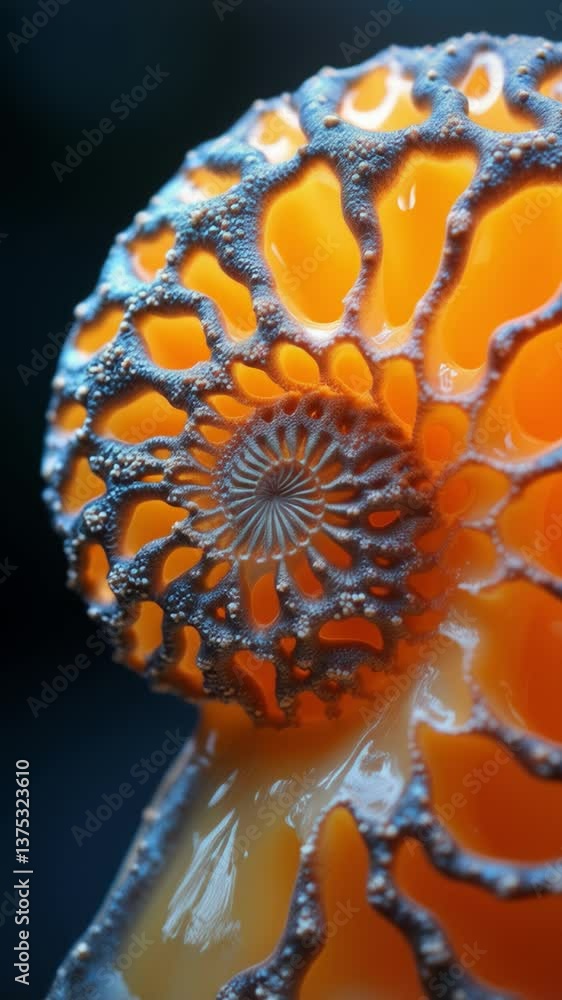 Poster Beautiful and Intricate Close-up of a Colorful Nautilus Shell with Spiraling Patterns and Soft Light Effects Captivating Nature Inspiration