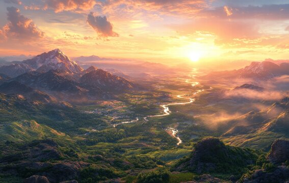sunset over the mountains