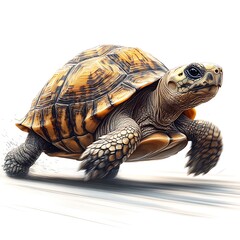 Tortoise Running White Background