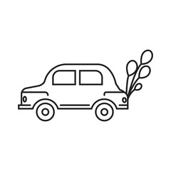 simple wedding car icon with balloon