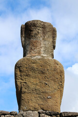 Rear view of a Moai of the Ahu Tongariki complex, Easter Island, Rapa Nui, Chile, South America