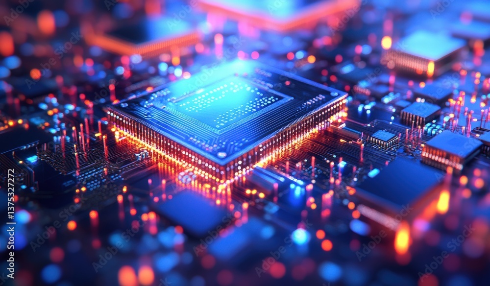 Poster high-tech microprocessor circuit board