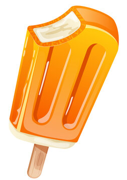 Bitten Orange Creamsicle Bar &ndash; Frozen Citrus Treat Vector Illustration