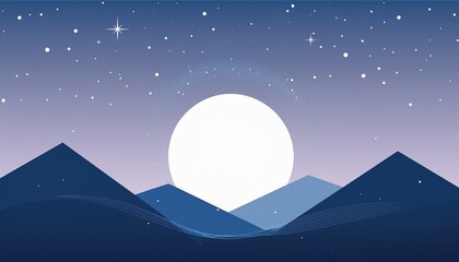 Obraz premium minimalism, abstract illustration of mountains and a milky way