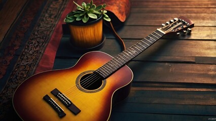 Fototapeta premium Vibrant Design for International Guitar Month April 2025 Featuring Classic Guitars