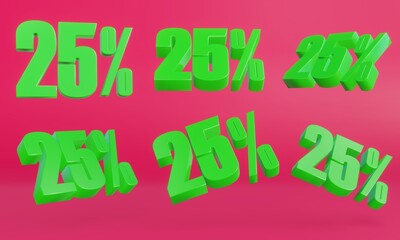 3D Angles of 25% Renders positioned in different directions