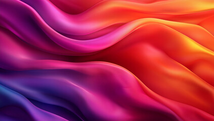 Obraz premium Colorful pastel gradient background with smooth flowing waves in vibrant hues. This abstract design features blend of pink, purple, and orange tones, creating dynamic and energetic feel