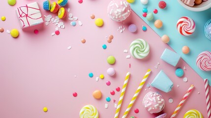 Fototapeta premium The Candy Background of Children's Day: Lighting up Children's Dreamy and Childlike Joyous Festival with the Colorful Candies