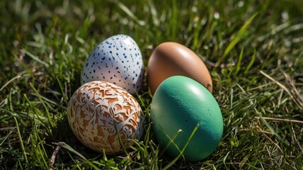 easter eggs in grass