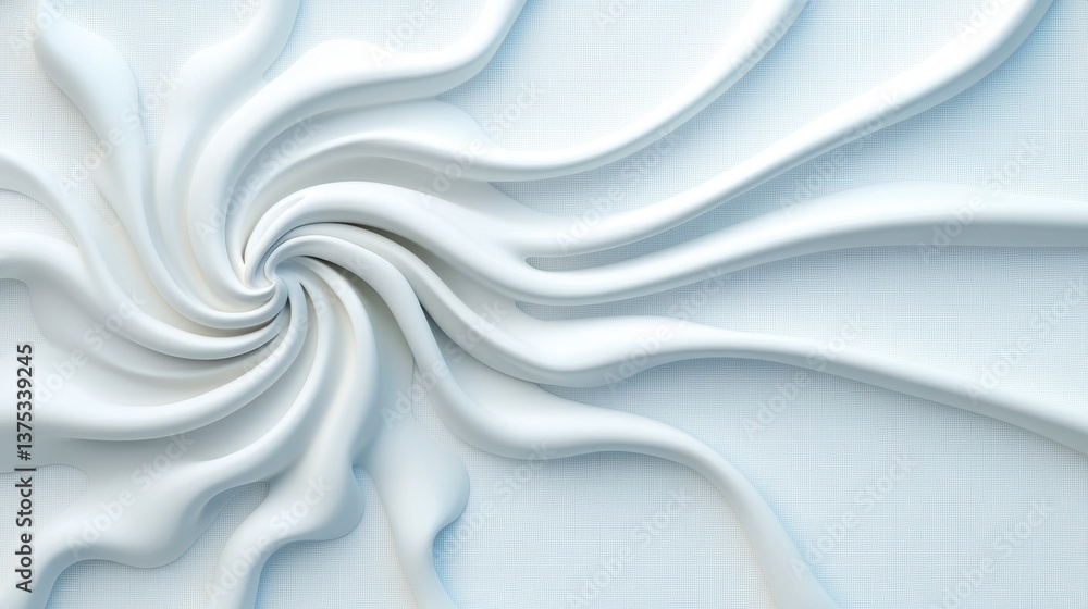 Poster abstract swirling white fabric on a light blue textured background. soft, smooth folds create a dyna