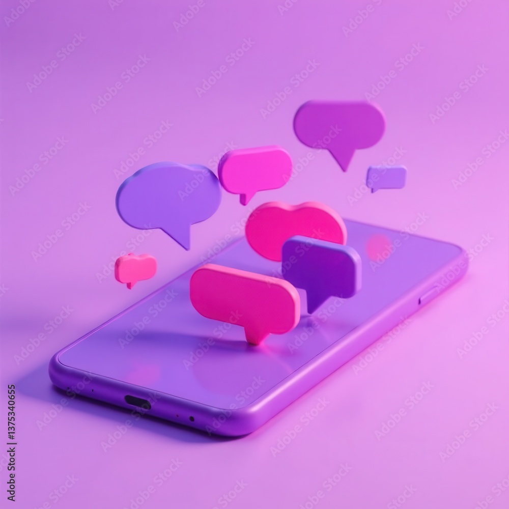 Poster colorful speech bubbles emerge from a sleek smartphone creating a lively display against a stunning 
