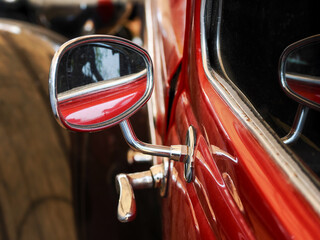 A door handle of a retro car