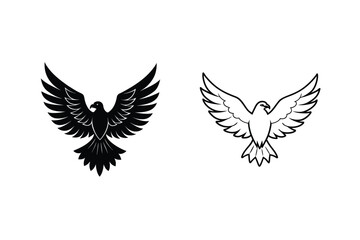 Obraz premium Majestic Birds Black and White Eagle Silhouettes, Wingspan Designs
