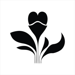 Silhouettes of a man and woman with flowers romantic Valentine vector illustration