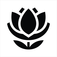 Lotus Bloom: A serene and minimalist black and white illustration of a lotus flower in full bloom, embodying purity, enlightenment, and tranquility.