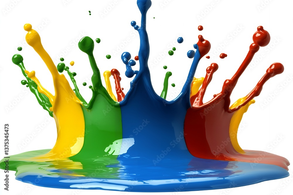 Poster vibrant multicolored paint splash explosion dynamic creative design element