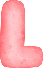 Cute watercolor letter 'l' in old rose color.