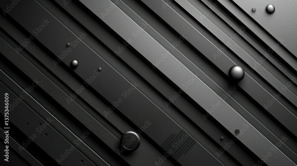 Poster abstract dark grey diagonal lines and spheres background texture
