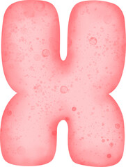 Cute watercolor letter 'x' in old rose color.