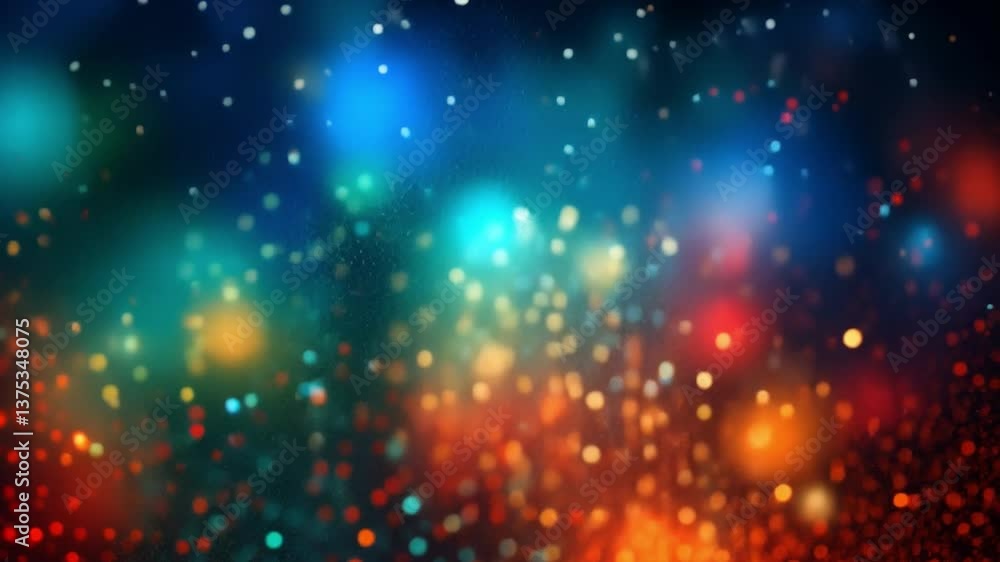 Poster celestial blur: an abstract, vibrant composition of luminous orbs and bokeh effects in a tapestry of