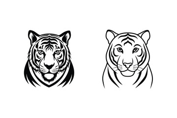 Two Stylish Black and White Tiger Head Designs