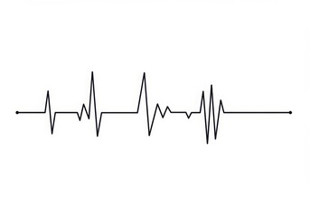 A black line heart rate monitor trace on a white background representing a heartbeat signal image transparent background