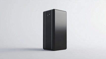 A sleek black rectangular device with subtle LED indicators, set against a minimalistic white background