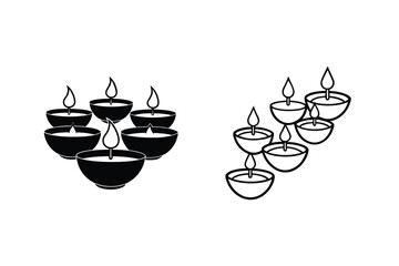 Diwali Festival Lights Traditional Indian Oil Lamps, Candles, Illumination