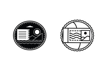 Vintage Travel Icons Minimalist Postcard and Photo Badges