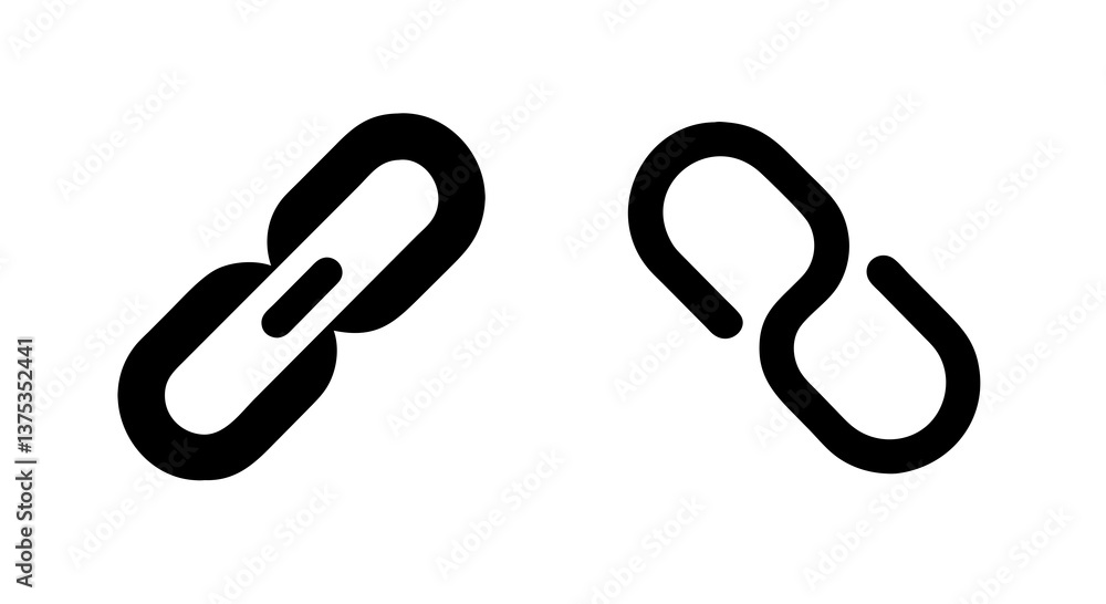 Poster connecting links chain icon set design