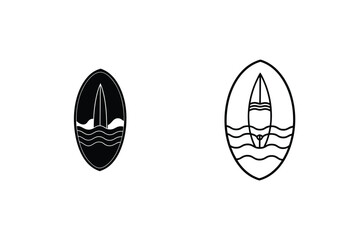 Surfboard Ocean Wave Logo Designs Minimalist Black White