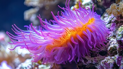 Vibrant Purple Sea Anemone in Underwater Paradise