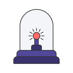 Emergency Siren Flat design style, blue siren light on a base, symbolizing urgent response and law enforcement, perfect for security illustrations, police graphics, and emergency alert designs.