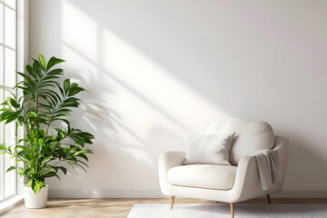Modern Cozy Armchair Bright Minimalist Interior Natural Sunlight