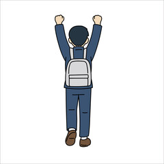 通学中の男子高校生の後ろ姿