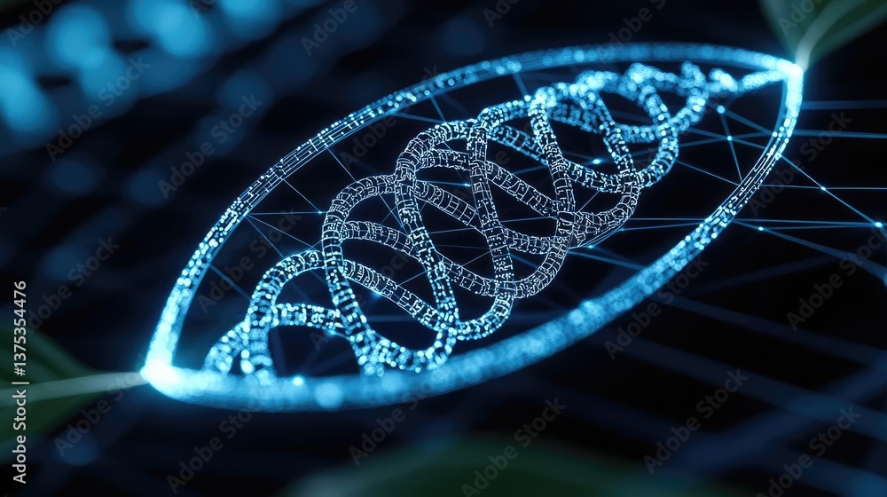Poster dna plants and graphic representation in science concept. abstract representation of dna structure i
