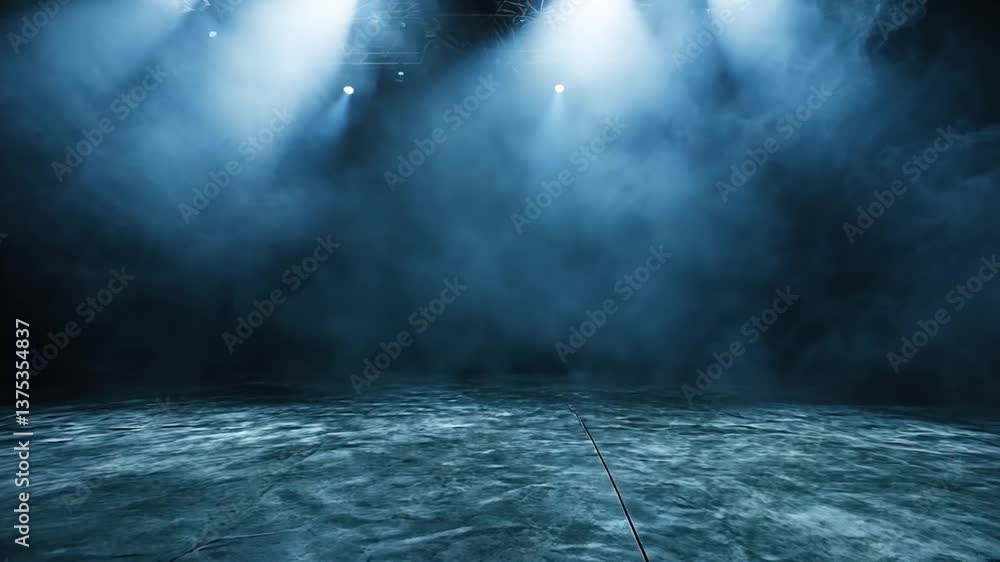 Poster bright light beam cuts through dark background, creating striking contrast with smooth gradient line