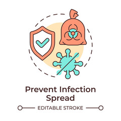 Prevent infection spread multi color concept icon. Biomedical waste contamination. Disease, biohazard. Round shape line illustration. Abstract idea. Graphic design. Easy to use in presentation