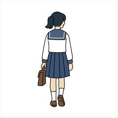 セーラー服の女子高生の後ろ姿