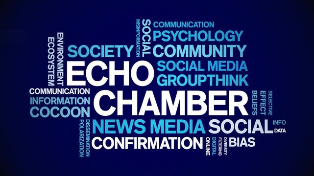Echo Chamber animated word cloud;text design animation tag kinetic typography seamless loop.