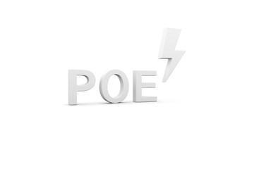 POE concept white background 3d render illustration