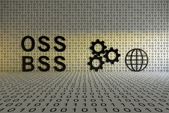 OSS BSS concept text sunlight 3D illustration