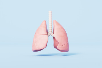 3d rendering medical lungs in blue background