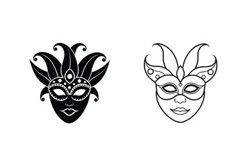Elegant Venetian Carnival Masks Black, White, Festive Designs