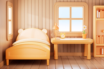 3d rendering cartoon style bedroom