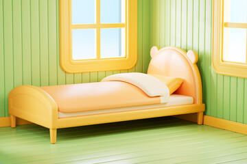 3d rendering cartoon style bedroom