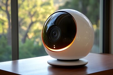 Sleek modern security on a wooden desk