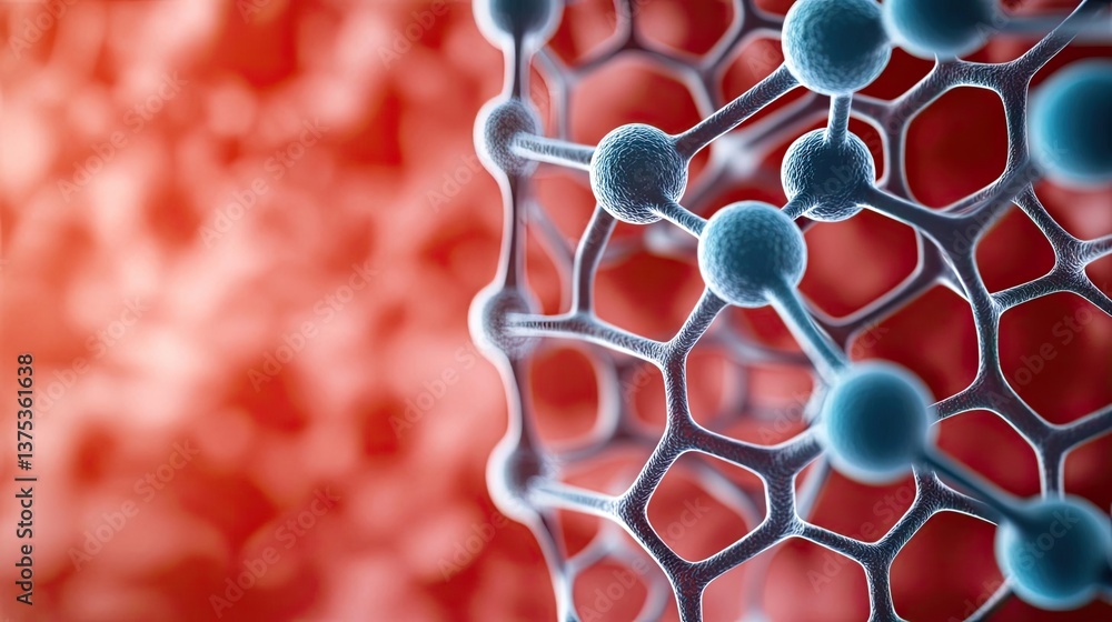 Aufkleber blue exosome particles with 3d biotechnology visualization concept. close-up view of molecular struc
